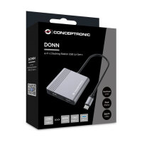 CONCEPTRONIC 4-1 Dock USB-C->2xHDMI/USB-A/100WPD 25cm gr