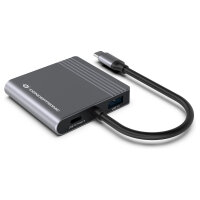 CONCEPTRONIC 4-1 Dock USB-C->2xHDMI/USB-A/100WPD 25cm gr