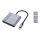 CONCEPTRONIC 4-1 Dock USB-C->2xHDMI/USB-A/100WPD 25cm gr