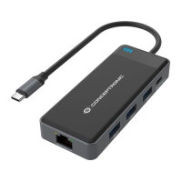 CONCEPTRONIC 7-1 Dock USB-C->2xHDMI/3xUSB-A/GbE/+ 25cm gr