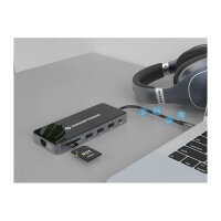 CONCEPTRONIC 12-1 Dock USB-C->2xHDMI/3xUSB-A/AUX/+ 25cm gr