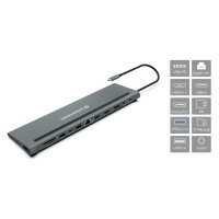 CONCEPTRONIC 12-1 Dock USB-C->2xHDMI/3xUSB-A/DP/+ 18cm gr