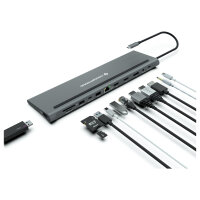 CONCEPTRONIC 12-1 Dock USB-C->2xHDMI/3xUSB-A/DP/+ 18cm gr