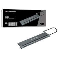 CONCEPTRONIC 12-1 Dock USB-C->2xHDMI/3xUSB-A/DP/+ 18cm gr