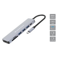 CONCEPTRONIC 7-1 Dock USB-C->HDMI/3xUSB-A/SD/TF/+ 25cm gr