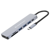 CONCEPTRONIC 7-1 Dock USB-C->HDMI/3xUSB-A/SD/TF/+ 25cm gr