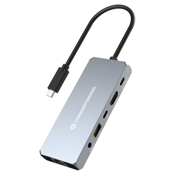 CONCEPTRONIC 6-1 Dock USB-C->HDMI/USB-A/GbE/AUX/+ 18cm gr