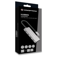 CONCEPTRONIC 4-1 Dock USB-C->3xUSB-C/100WPD 25cm gr