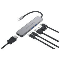 CONCEPTRONIC 6-1 Dock USB-C->HDMI/2xUSB-A/2xUSB-C/+ 25cm gr
