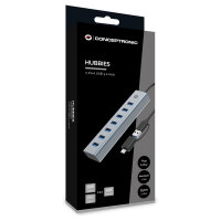 CONCEPTRONIC 7-Port Hub USB-A3.0/-C Adap.->7xA3.0 o.Netz. gr