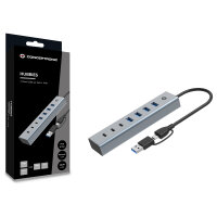 CONCEPTRONIC 7-Port Hub USB-A3.0/-C Adap.->4xA3.0+o.Netz. gr
