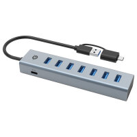 CONCEPTRONIC 7-Port Hub USB-A3.0/-C Adap.->7xA3.0 m.Netz. gr