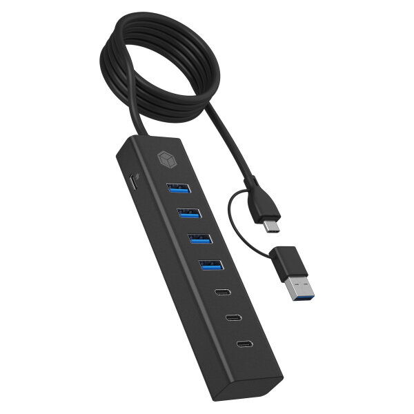 ICY BOX IB-HUB1737-C3 USB-C/USB-A 3.2 HUB 7-Port 4xUSB-A  3xUSB-C