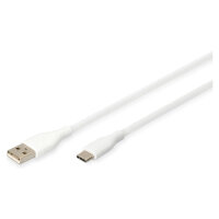DIGITUS USB 2.0 Kabel Typ C -A Silikon St/St 1m weiß