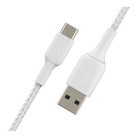 Belkin USB-C/USB-A Kabel ummantelt, 1m, weiß