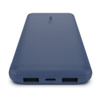 Belkin BOOST CHARGE Powerbank, 10.000mAh 12W, USB-A & -C, blue