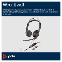 HP Poly Headset Blackwire C5220 Stereo USB-C/A & 3,5 mm (bulk)