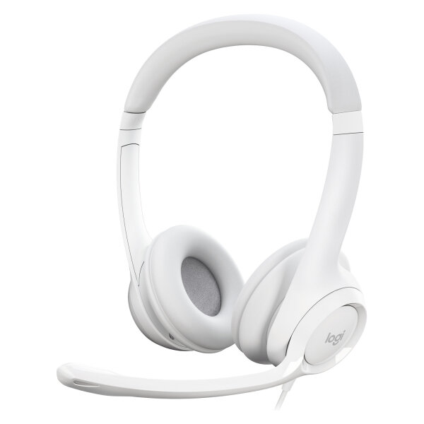 Logitech H390 Headset on-ear wired USB-A off-white