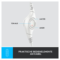 Logitech H390 Headset on-ear wired USB-A off-white