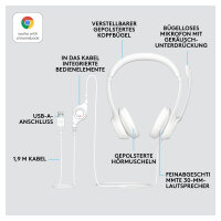 Logitech H390 Headset on-ear wired USB-A off-white