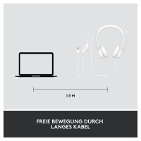 Logitech H390 Headset on-ear wired USB-A off-white