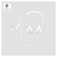 Logitech H390 Headset on-ear wired USB-A off-white
