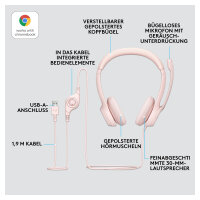 Logitech H390 Headset on-ear wired USB-A rose