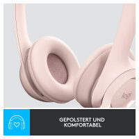 Logitech H390 Headset on-ear wired USB-A rose