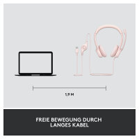 Logitech H390 Headset on-ear wired USB-A rose
