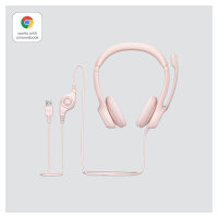 Logitech H390 Headset on-ear wired USB-A rose