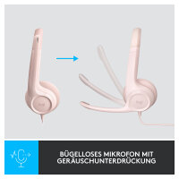 Logitech H390 Headset on-ear wired USB-A rose