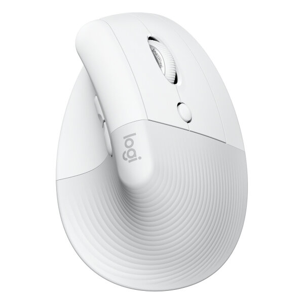 Logitech Lift for Business Vertical Mouse ergonomic 6 buttons wireless Bluetooth 2.4 GHz Bolt USB receiver off-white