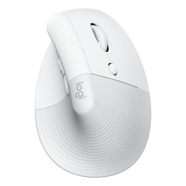Logitech Lift for Mac Vertical Mouse ergonomic optical 6 buttons wireless Bluetooth Bolt USB receiver off-white