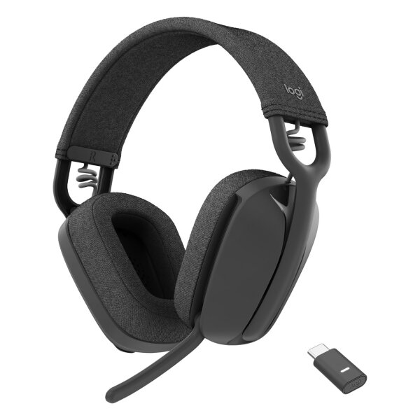Logitech Zone Vibe Wireless Headset full size Bluetooth Wireless USB-C via Bluetooth Adapter Graphite Certified for Microsoft Teams