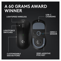 Logitech G PRO X Superlight 2 Lightspeed Gaming Mouse - BLACK - 2,4GHZ - N/A - EER2-933 - 933