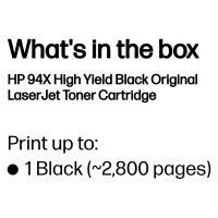 HP 94X High Yield Original LaserJet Toner Cartridge