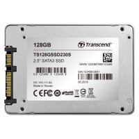 TRANSCEND SSD230S 128GB SSD 3D 6,4cm 2.5 inch SATA III 6Gb/s TLC aluminium case ohne Rahmen