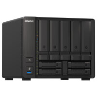 QNAP 9-bay NAS AMD Ryzen V1500B 8GB DDR4 SODIMM 5x6,35cm 2,5Zoll/8,89cm 3,5Zoll SATA 6Gbps + 2x26,35cm 2,5Zoll U.2 NVMe PCIe Gen3 x4