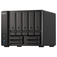 QNAP 9-bay NAS AMD Ryzen V1500B 8GB DDR4 SODIMM 5x6,35cm 2,5Zoll/8,89cm 3,5Zoll SATA 6Gbps + 2x26,35cm 2,5Zoll U.2 NVMe PCIe Gen3 x4
