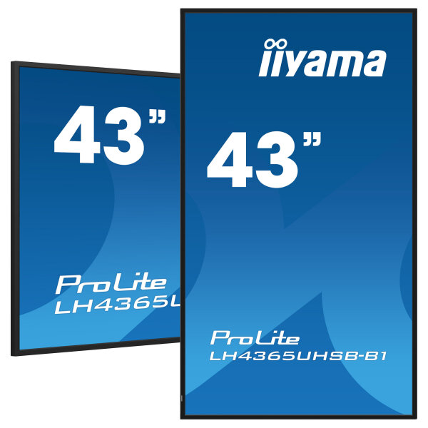 109cm/43" (3840x2160) iiyama ProLite LH4365UHSB-B1 16:9 4K IPS Touch 8ms 60Hz 24/7 2xHDMI DP LAN WIFI Speaker Black