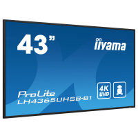 109cm/43" (3840x2160) iiyama ProLite LH4365UHSB-B1 16:9 4K IPS Touch 8ms 60Hz 24/7 2xHDMI DP LAN WIFI Speaker Black