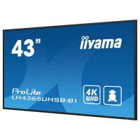 109cm/43" (3840x2160) iiyama ProLite LH4365UHSB-B1 16:9 4K IPS Touch 8ms 60Hz 24/7 2xHDMI DP LAN WIFI Speaker Black
