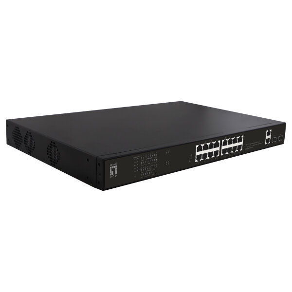 Switch 16x GE GEP-2021 2xGE 2xGSFP 19" 270W 16xPoE+
