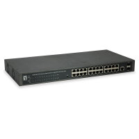 Switch 24x GE GEP-2652 2xGSFP 19" 370W 24xPoE+