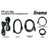 86,4cm/34" (3440x1440) iiyama ProLite XCB3497WQSNP-B1 21:9 UWQHD VA 0,4ms 120Hz HDMI DP USB-C Speaker Black