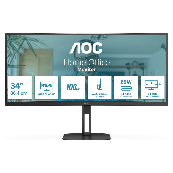 AOC 86.0cm (34") CU34V5C/BK 21:09 HDMI+DP+USB-C Curved retail