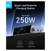 ANKER Prime Charger 250W USB-C Ladegert 6 Ports GaNPrime 2.26Z LCD-Display Smart Control Regler