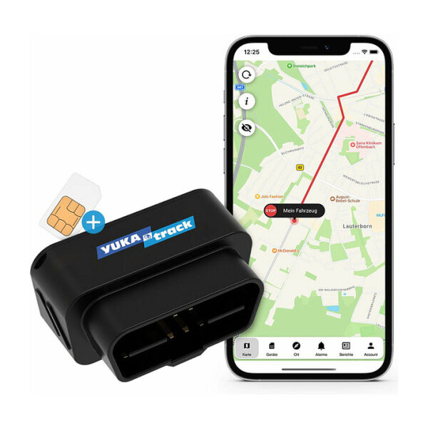 YUKAtrack AIO GPS OBD2 Car Tracker with SIM + Data Flat