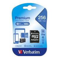 CARD 256GB Verbatim MicroXC Premium Class10 + Adapte retail