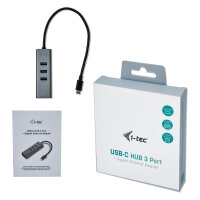 D I-TEC USB-C 3-PORT HUB + GLAN